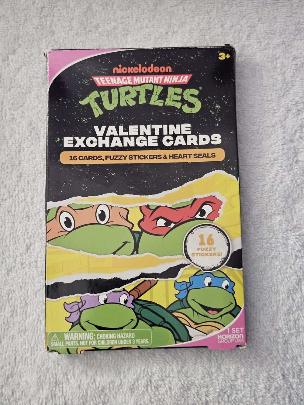 Nickelodeon TMNT Valentine Cards 16 Pack with Fuzzy Stickers & Seals Classroom